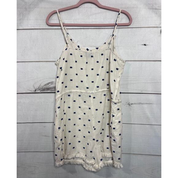 aerie romper ivory blue with tassels size med comfy cozy easy - Picture 2 of 8